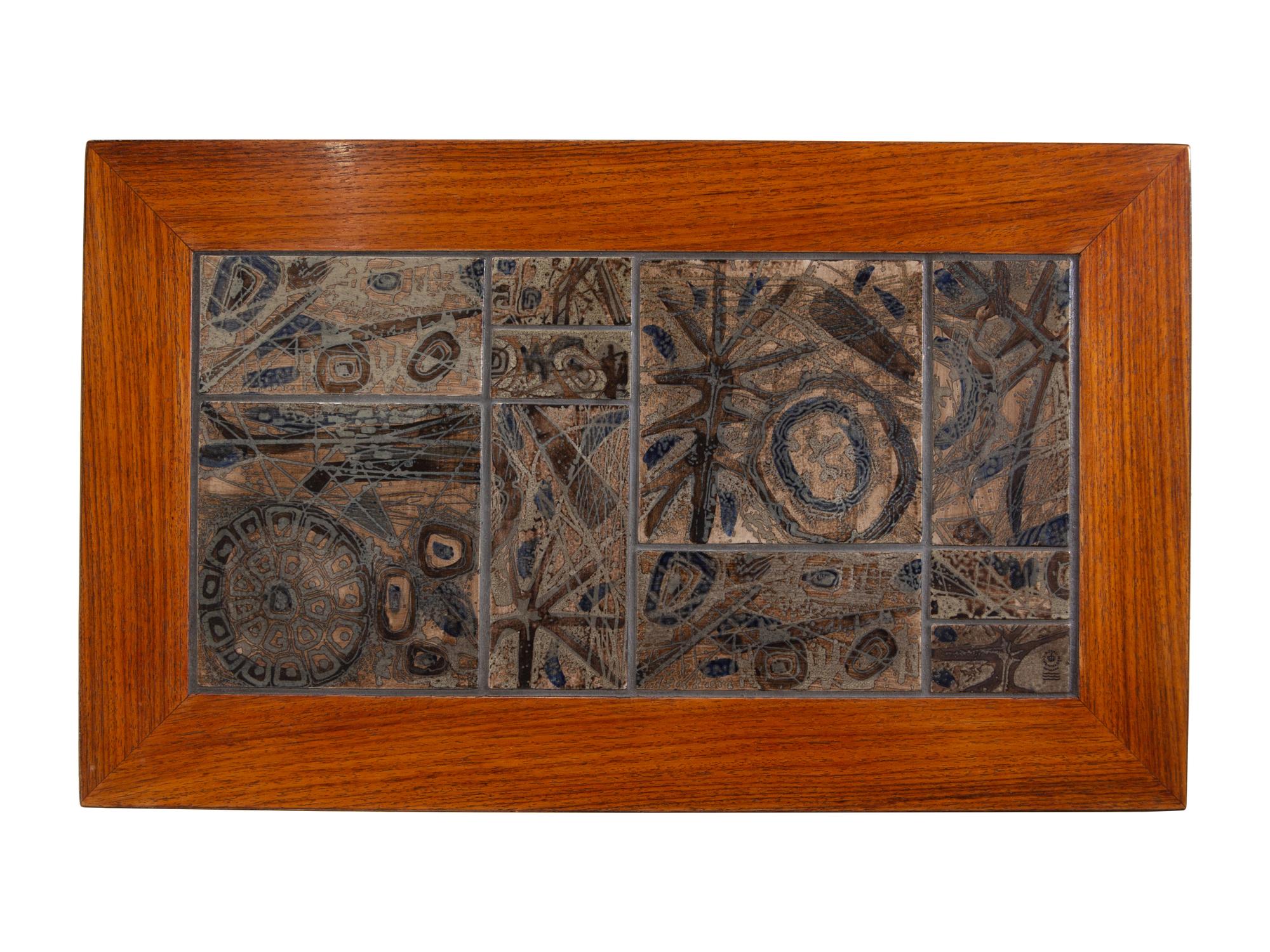 Set of Three Nesting Tables with Royal Copenhagen Tiles Haslev Mobelsnedkeri, Denmark
