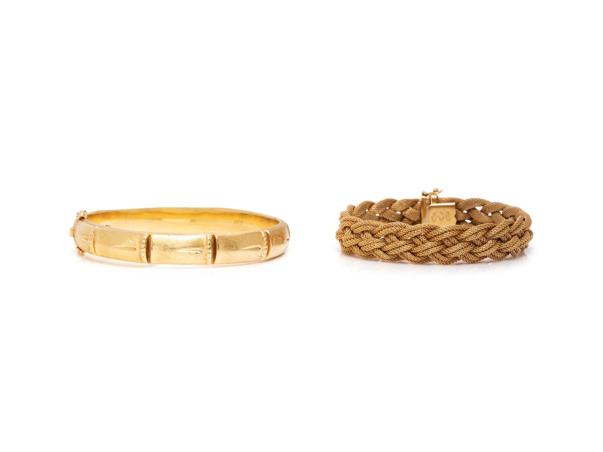 TWO YELLOW GOLD BRACELETS