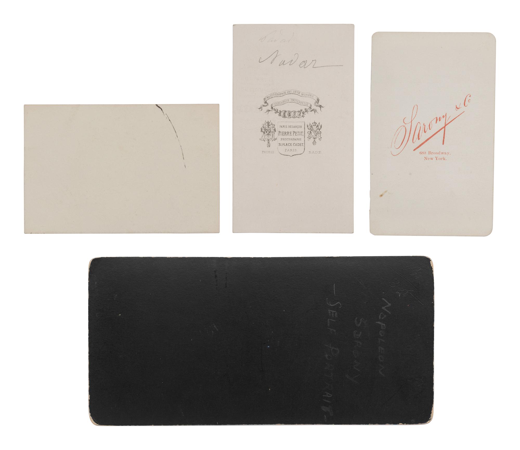 [EARLY PHOTOGRAPHY]. CDVs and stereoview of Napoleon SARONY and NADAR.