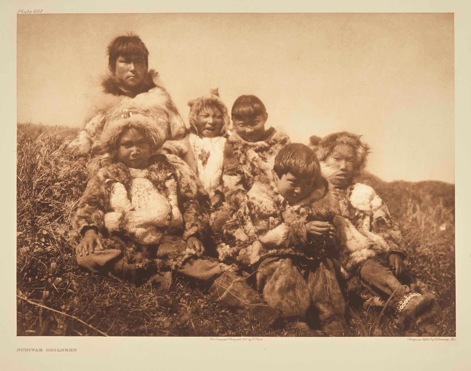 Edward Curtis (American, 1868-1952) — Nunivak Children AND Noatak Kaiaks Plates 688 and 718