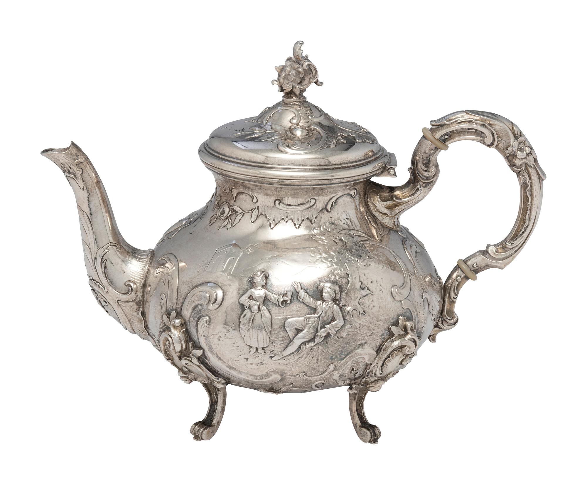 A German Hanau Silver Teapot