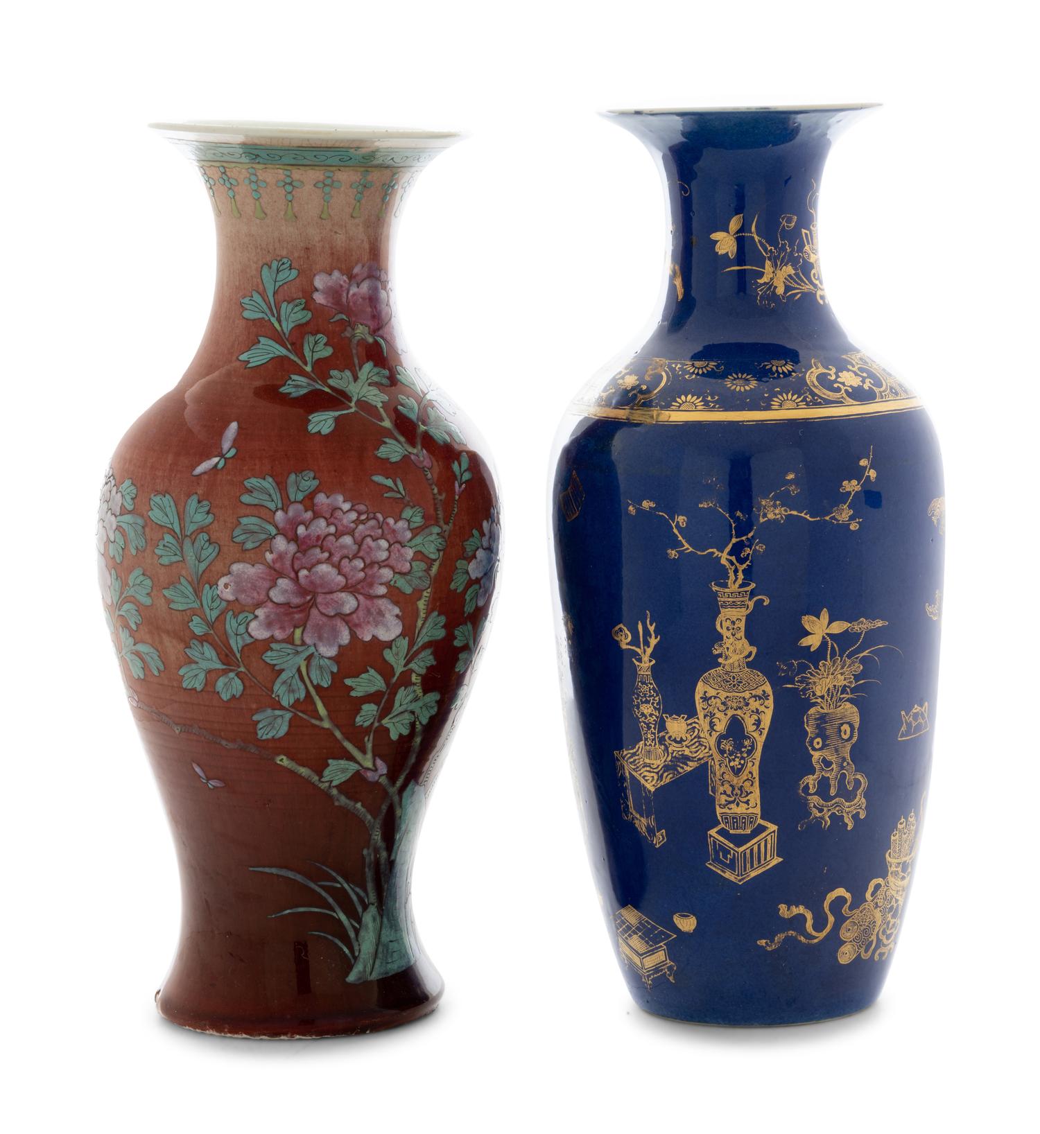Two Chinese Monochrome Glazed Porcelain Vases