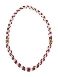 RUBY, PEARL AND DIAMOND NECKLACE