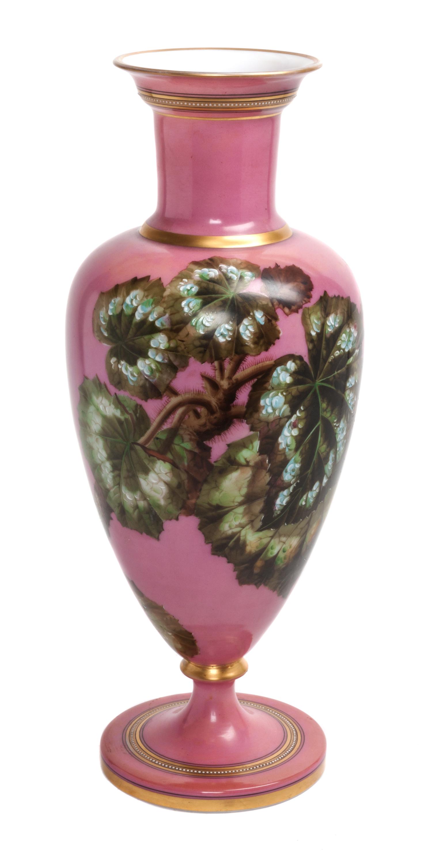 An Enameled Glass Vase Height 17 1/2 inches.