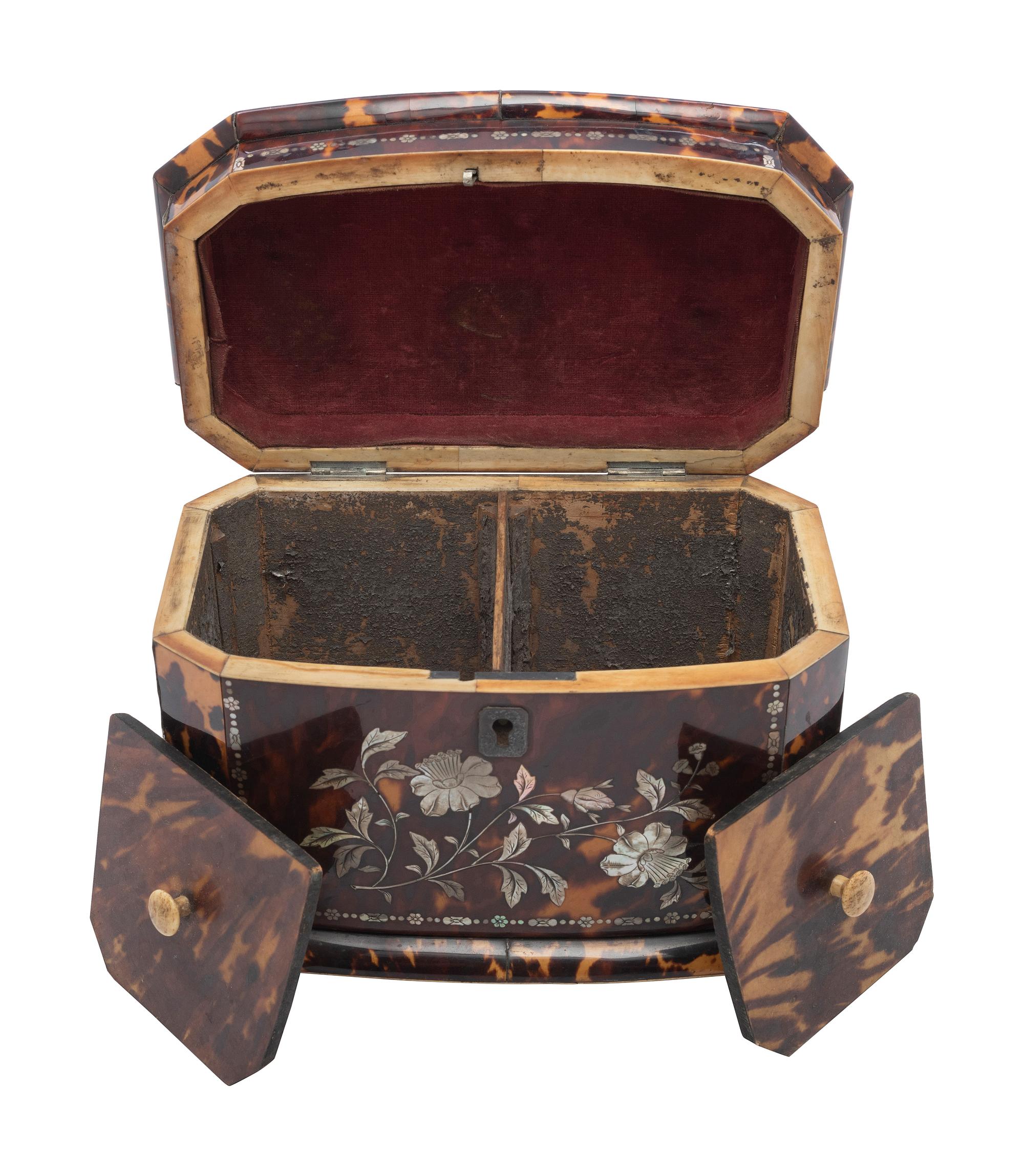 A Georgian Tortoiseshell Tea Caddy