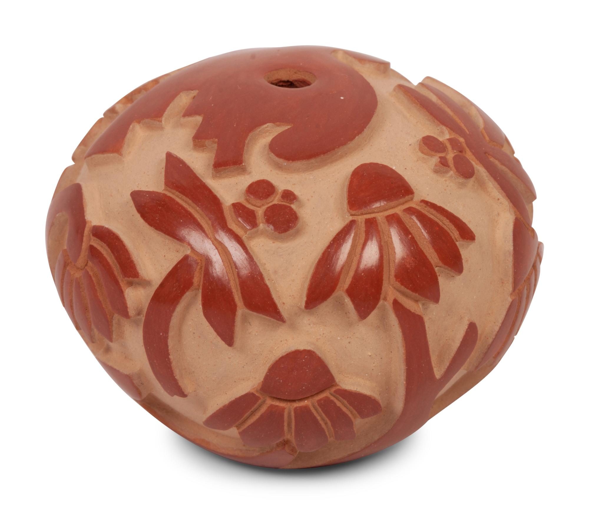 Miniature Carved Redware Seed Jar