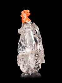 Two Carved Quartz Snuff Bottles