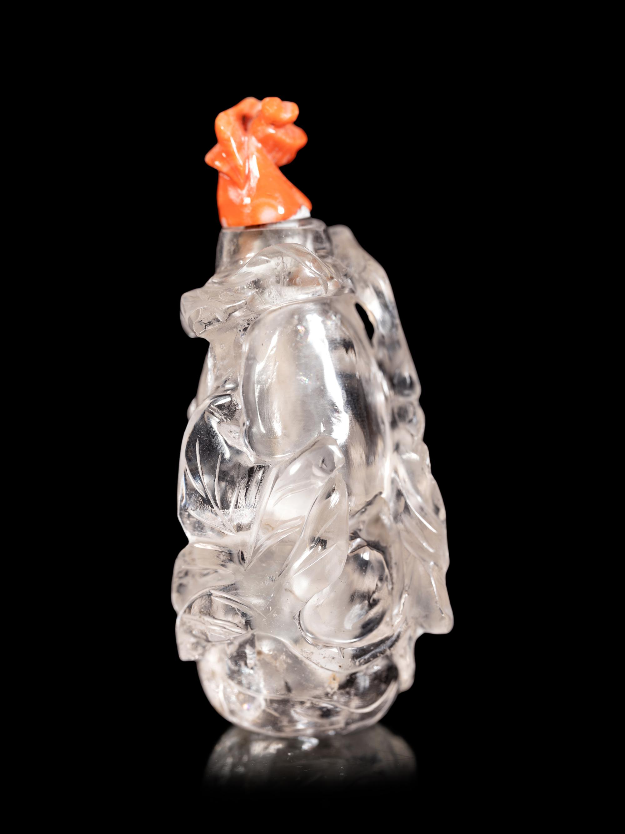 Two Carved Quartz Snuff Bottles