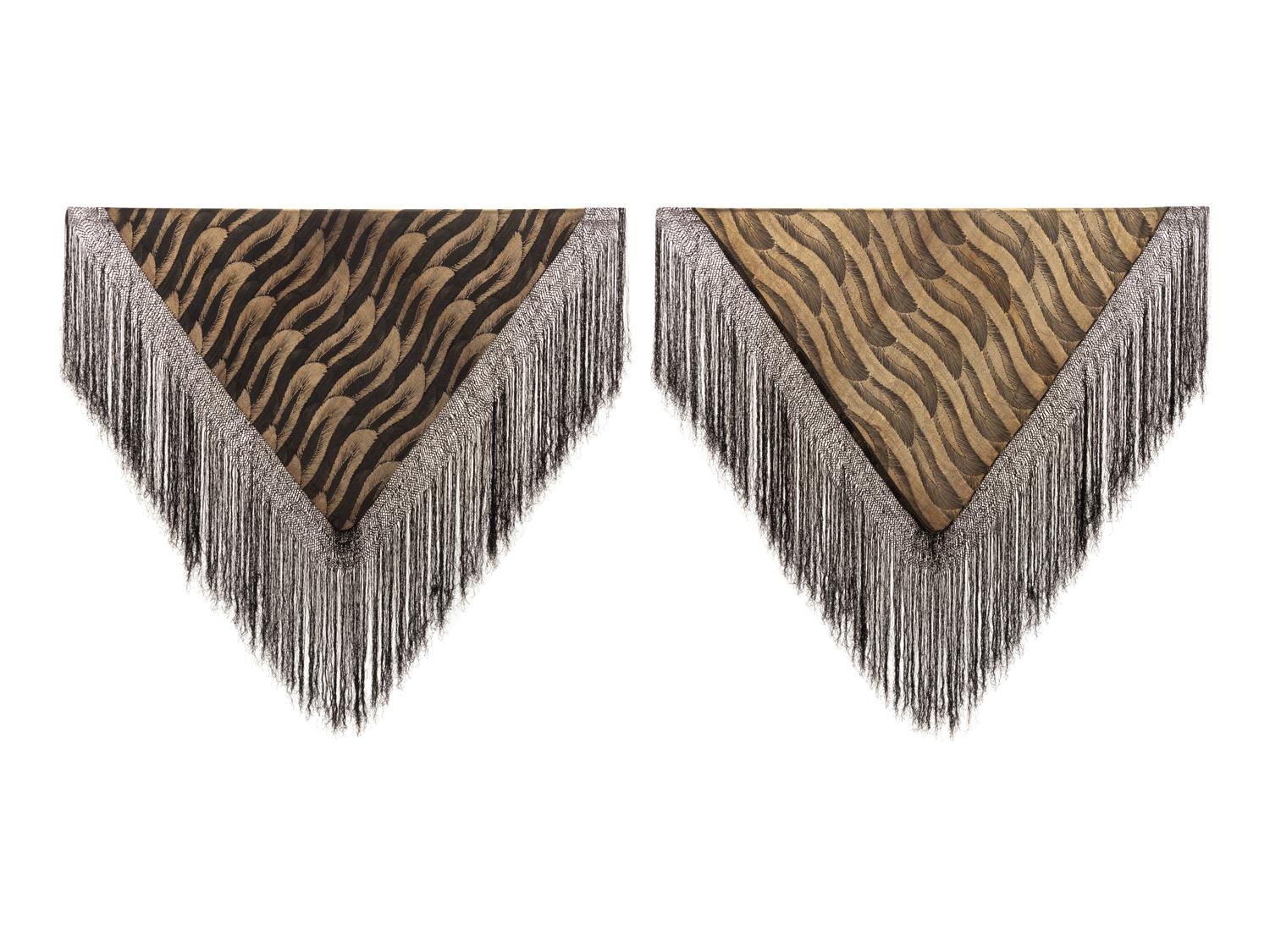 Three Fringed Silk Shawls, 1920-30s