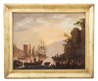Jean Maxime Claude, (French, 1824-1904), Harbor Scene with Fishing Boats, circa 1845