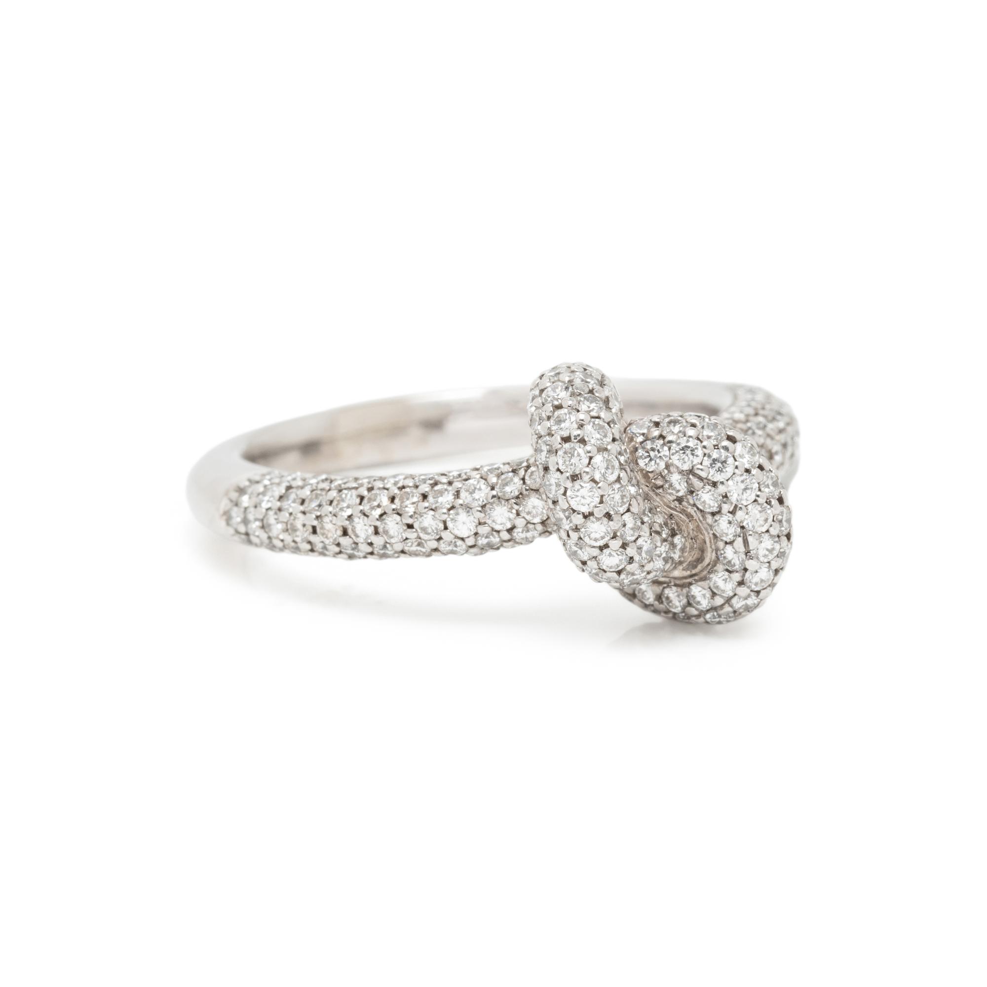 ENGLEBERT, WHITE GOLD AND DIAMOND KNOT RING