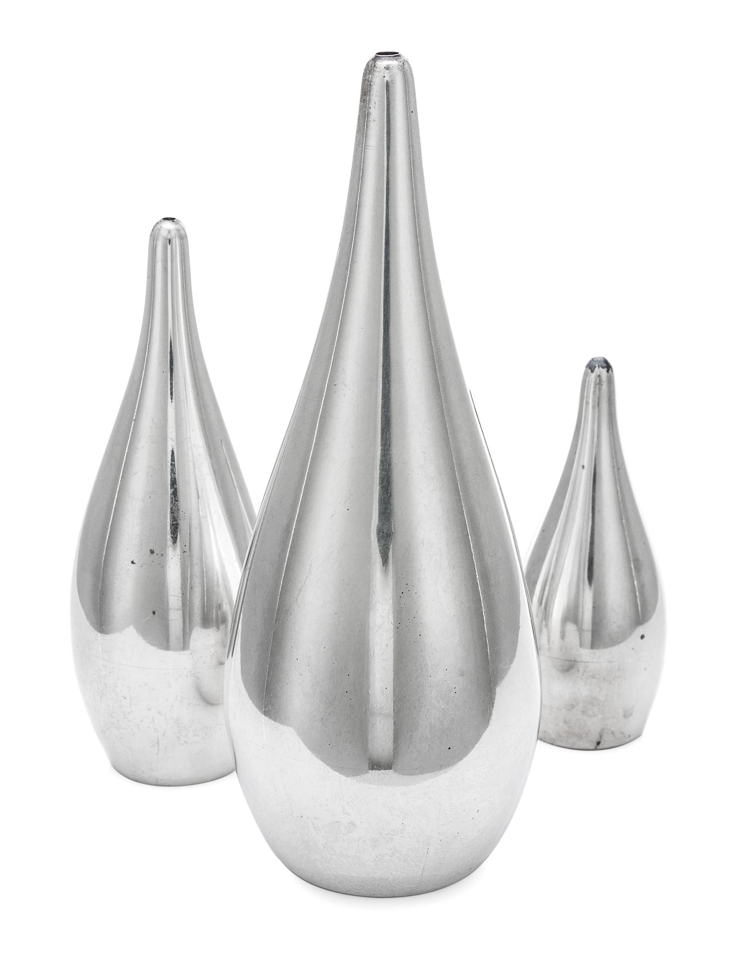 A Group of Three American Silver Casters, Allen Adler, Los Angeles, CA, 20th Century,