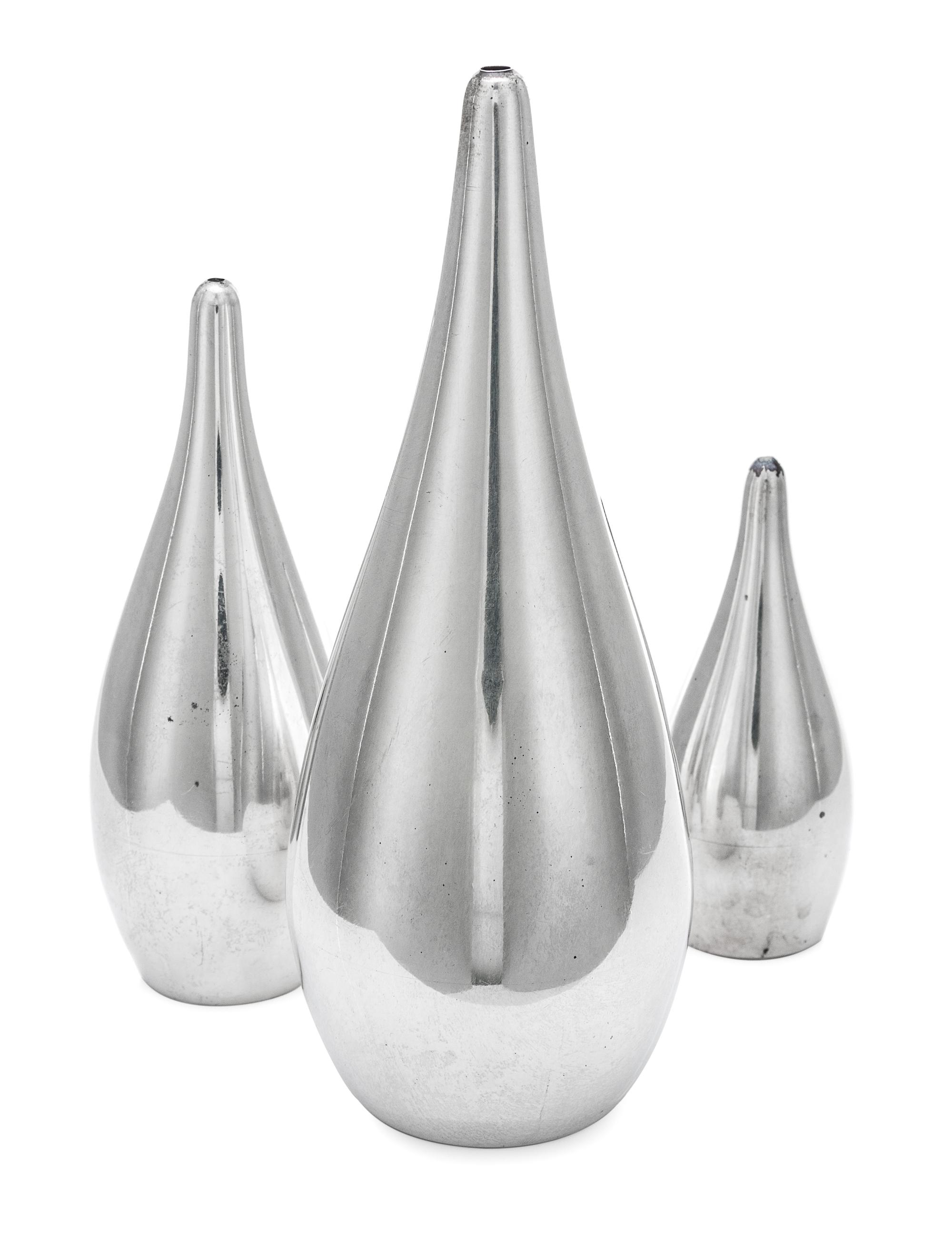 A Group of Three American Silver Casters, Allen Adler, Los Angeles, CA, 20th Century,