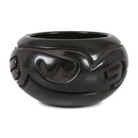 Blackware Carved Pottery Bowl, with Avanyu