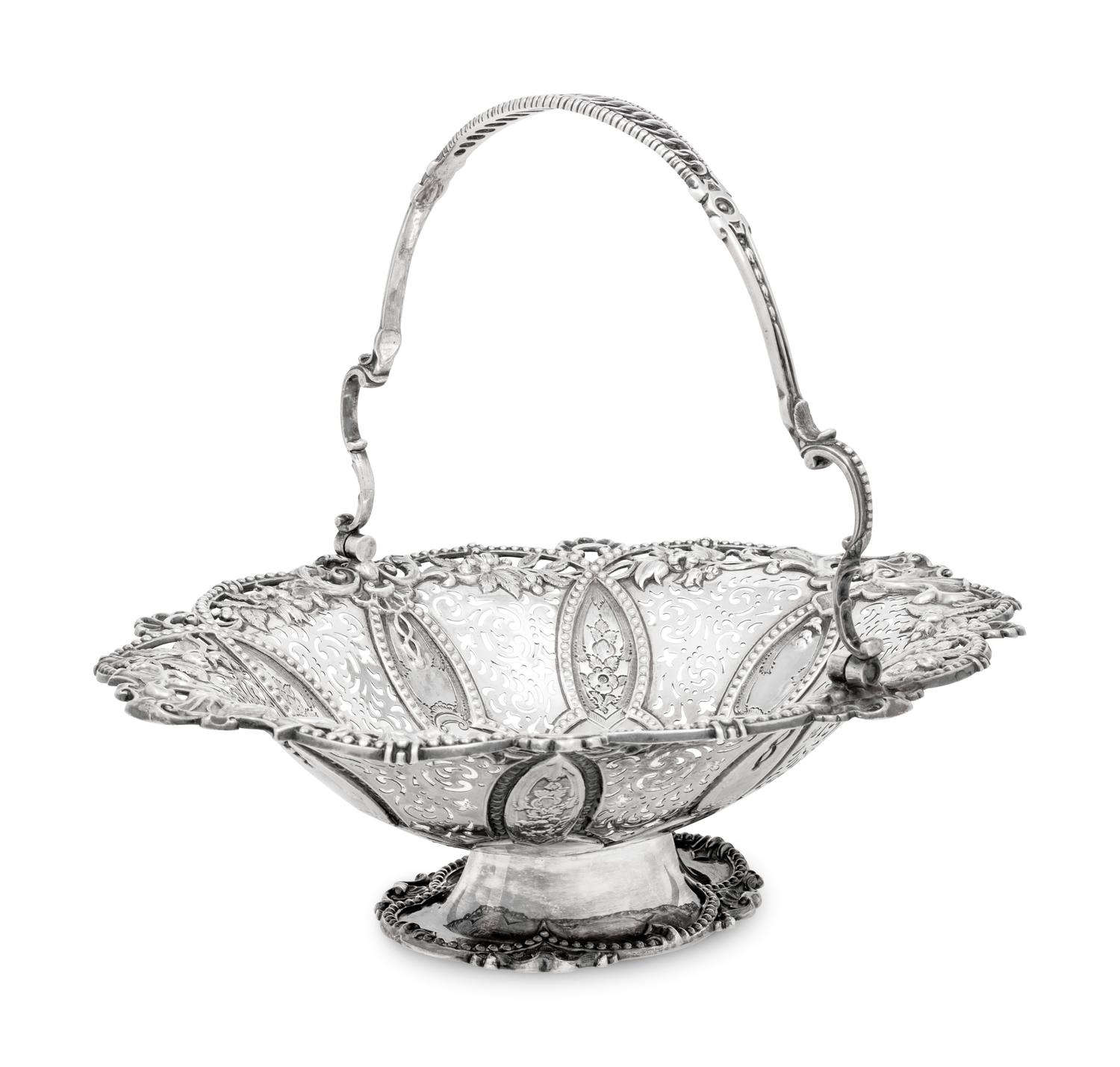 A Victorian Silver Centerpiece Basket