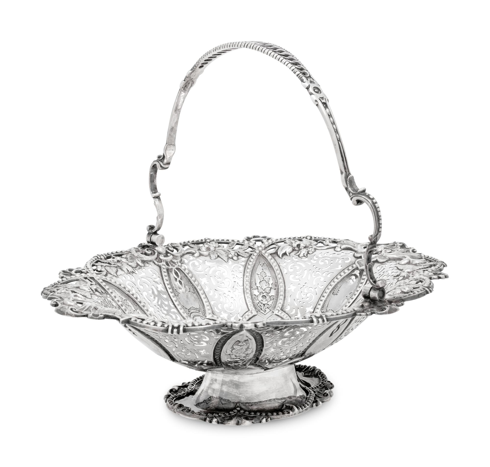 A Victorian Silver Centerpiece Basket