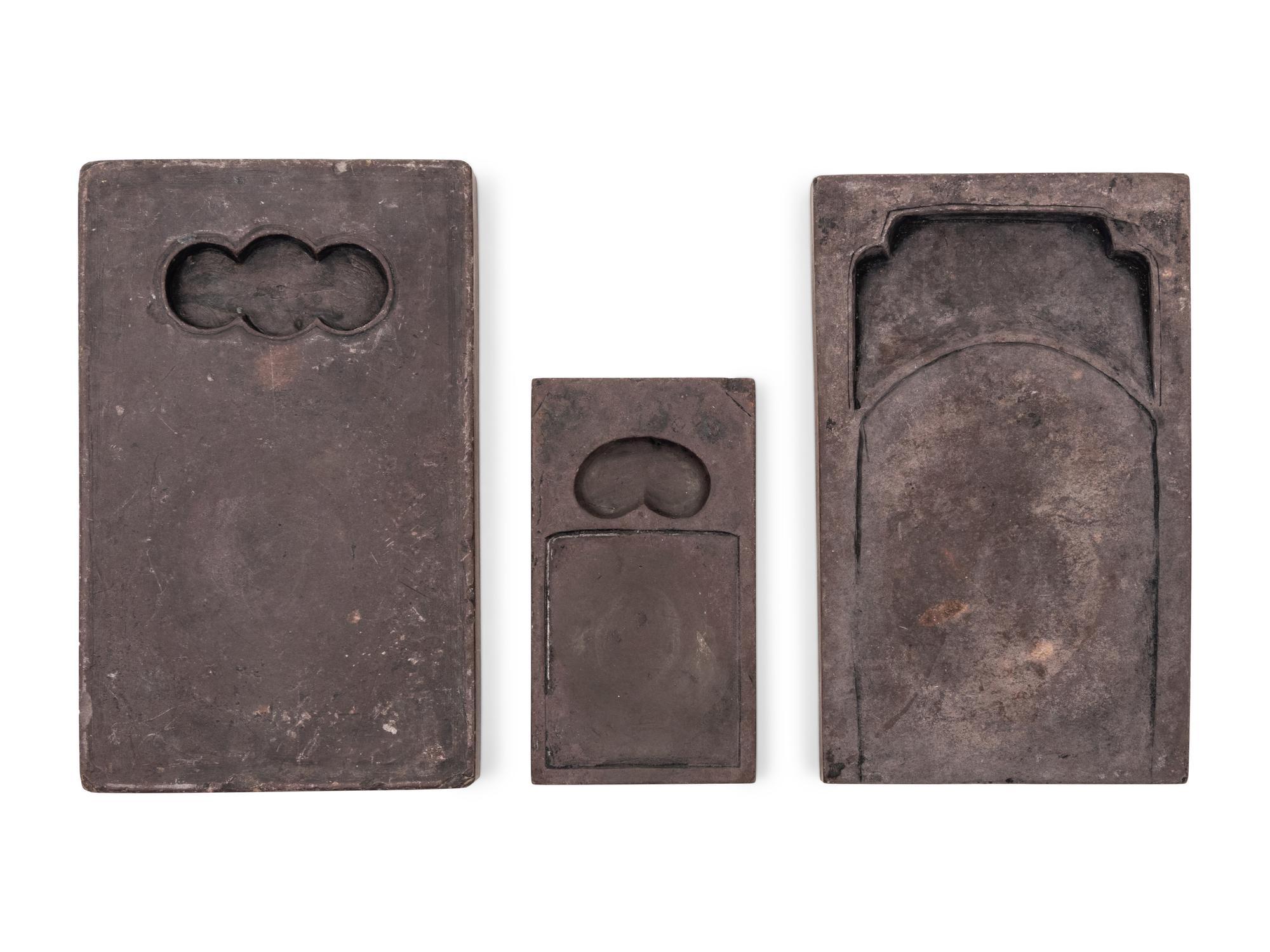 A Chinese Scholar's Calligraphy Set and Three Inkstones