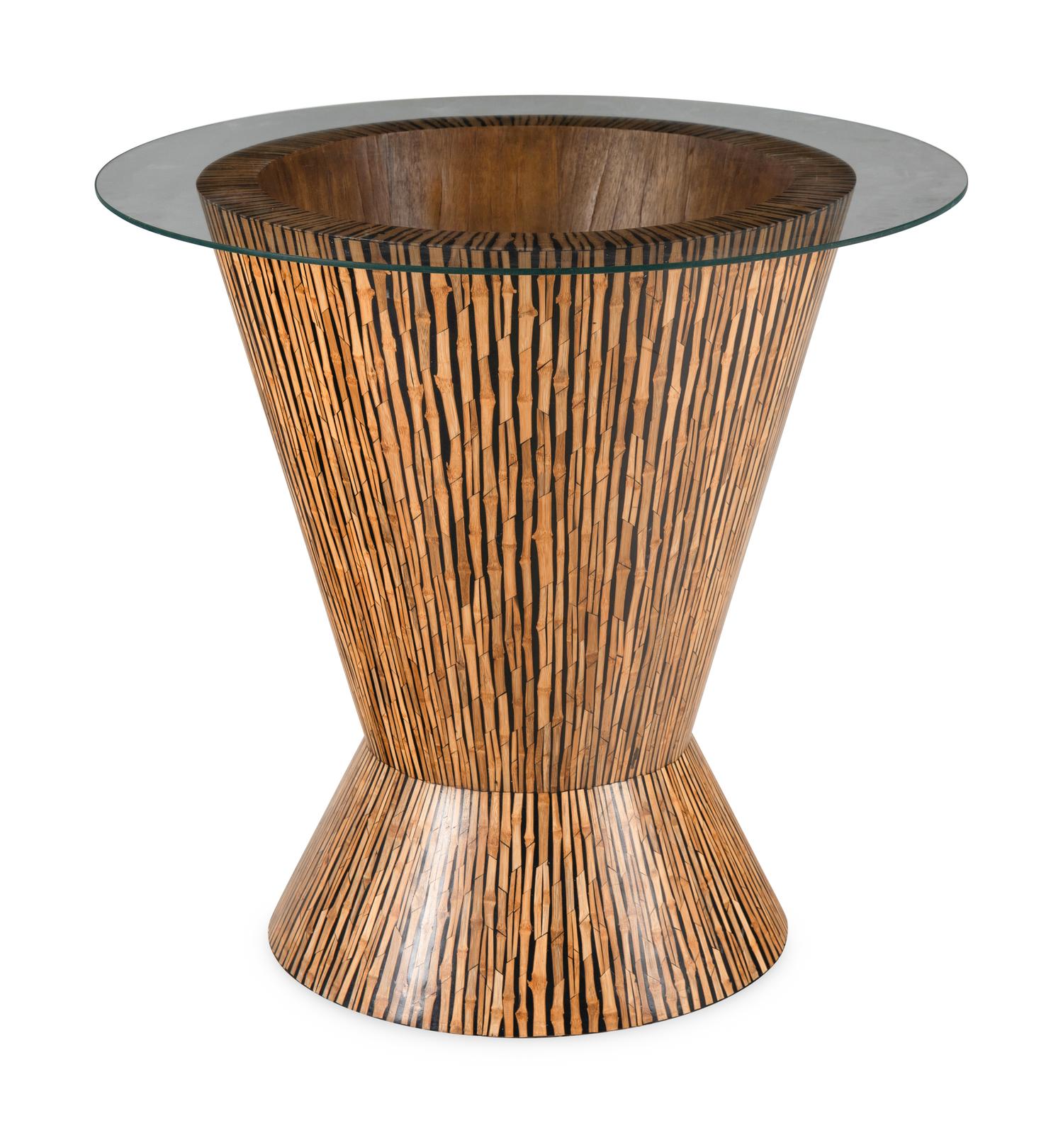 A R+Y Augousti Lacquered Bamboo and Glass Table