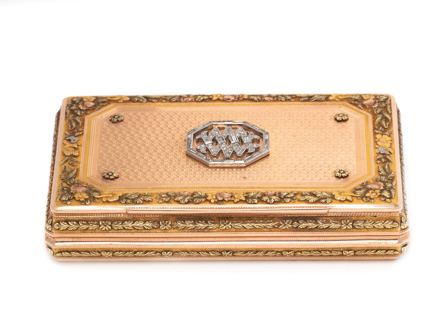 A German Gold and Diamond-Inset Snuff Box