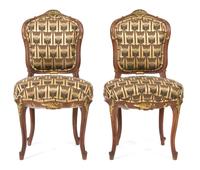 A Pair of Louis XV Style Mahogany Side Chairs Height 34 1/2 inches. — EARLY 20TH CENTURY
