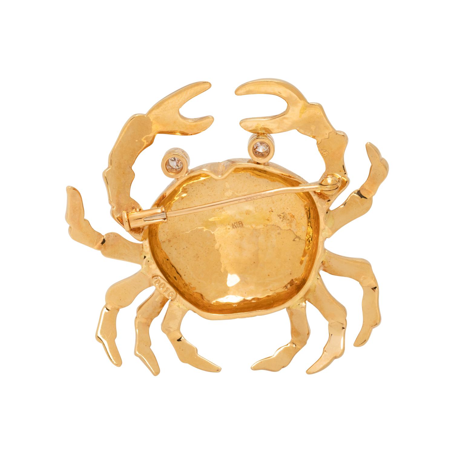 YELLOW GOLD AND DIAMOND CRAB BROOCH