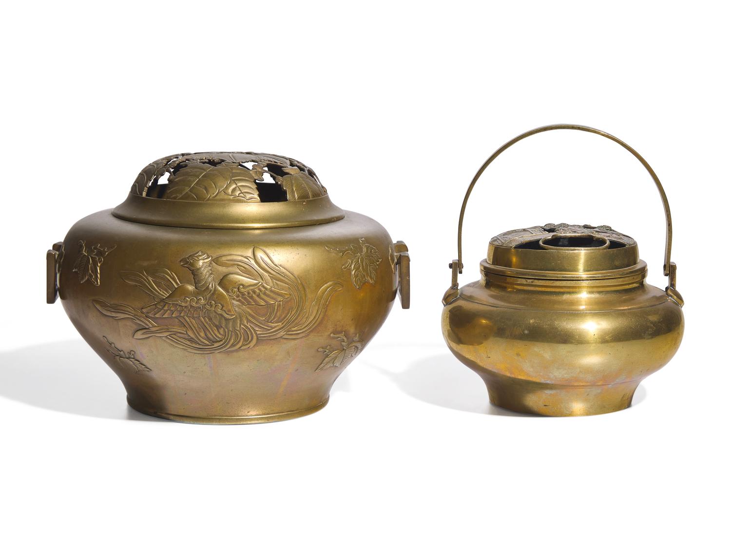 Two Japanese Bronze Warmers