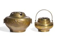 Two Japanese Bronze Warmers