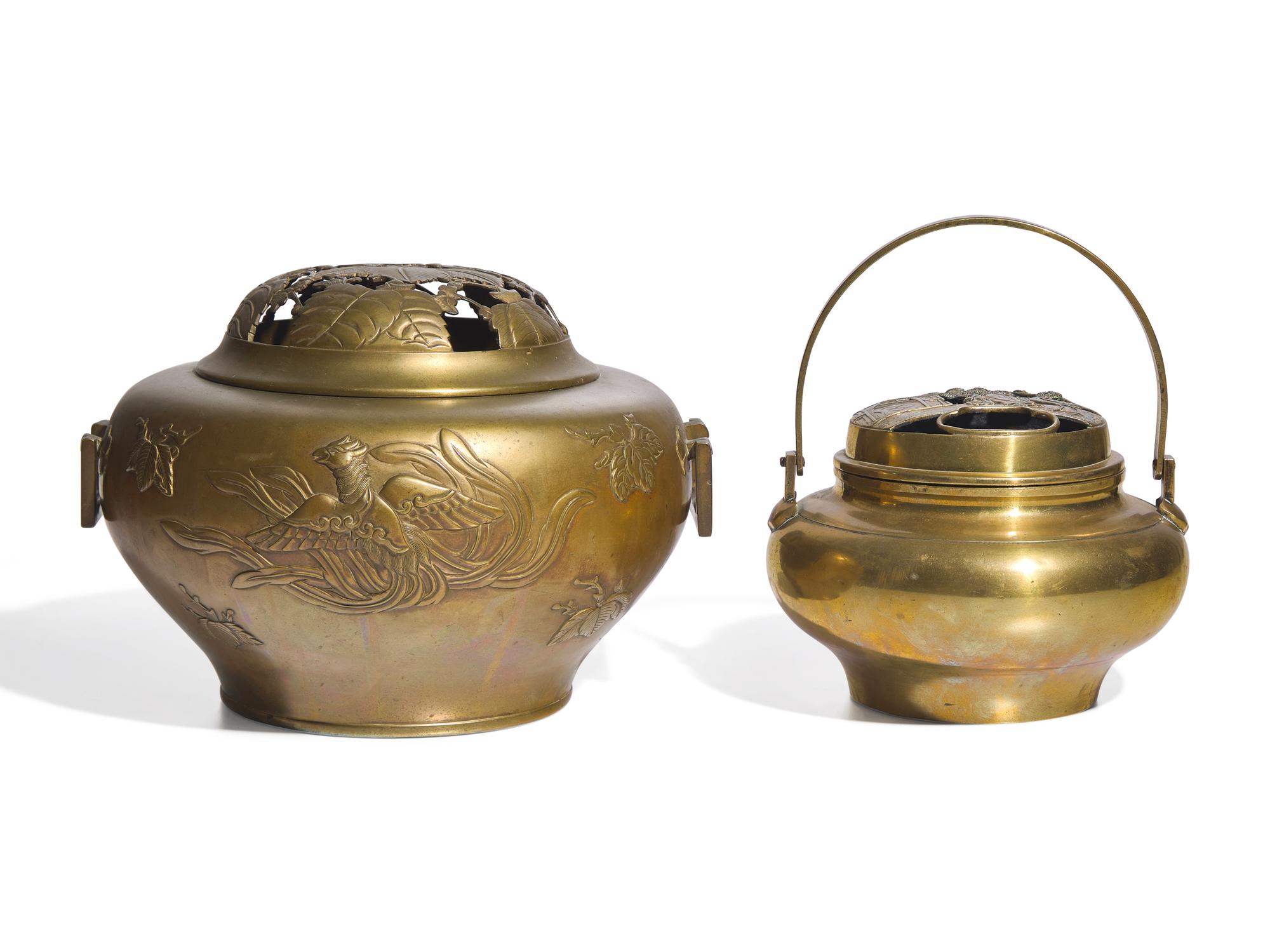 Two Japanese Bronze Warmers