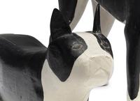 A Set of Four Carved and Painted Wood Boston Terrier Figures