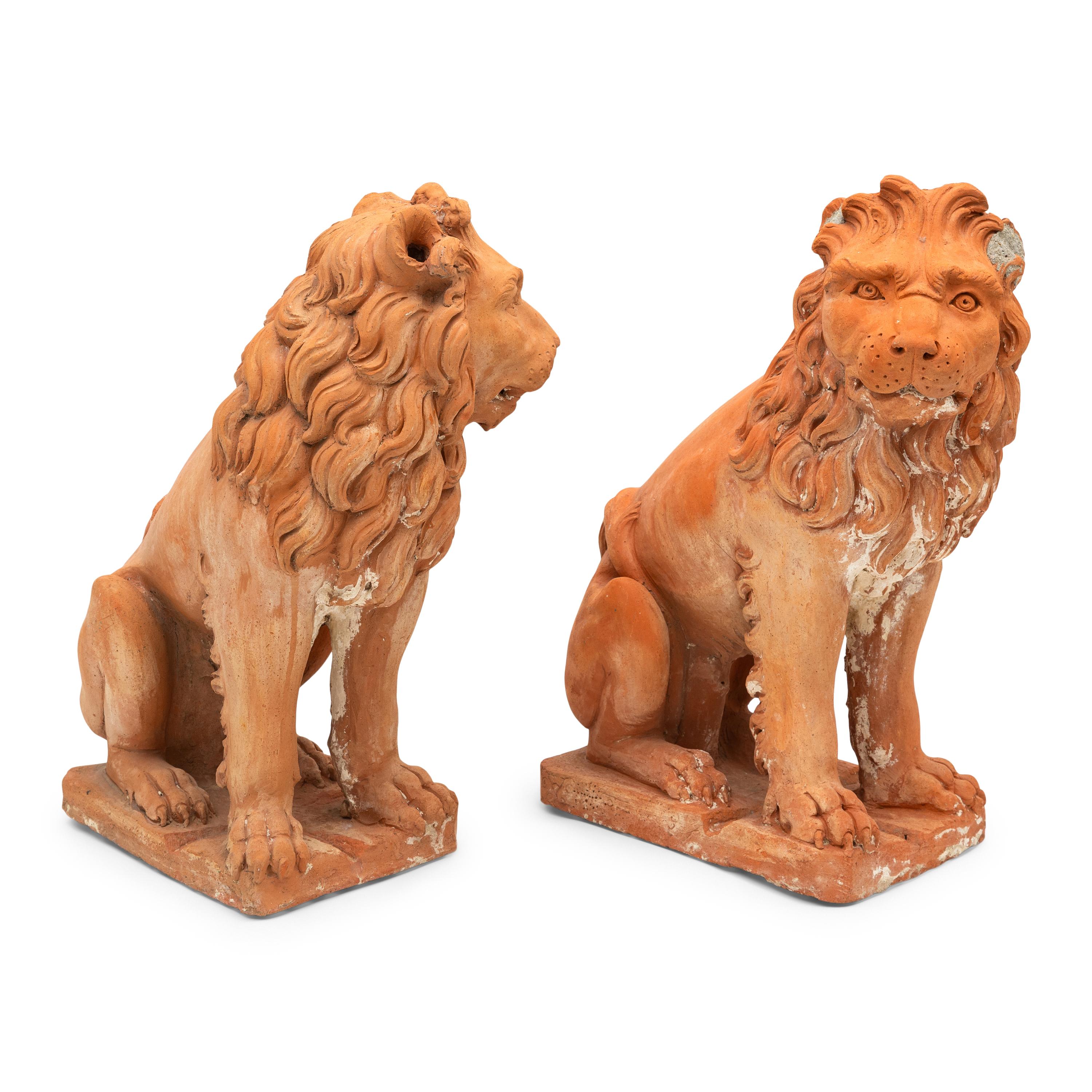 A Pair of North Italian Terracotta Lions