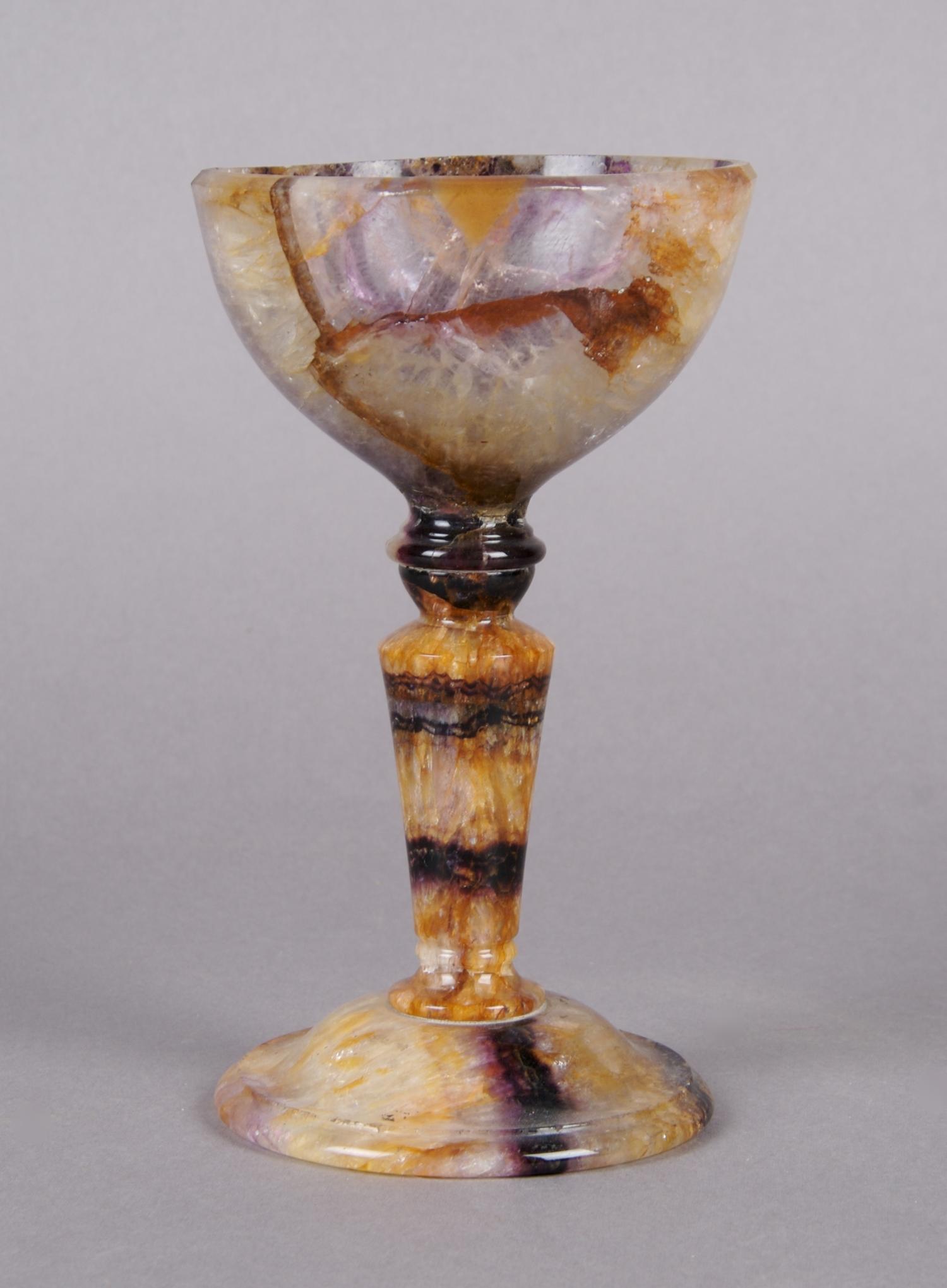 An English Blue John Carved Chalice, Height 6 inches.