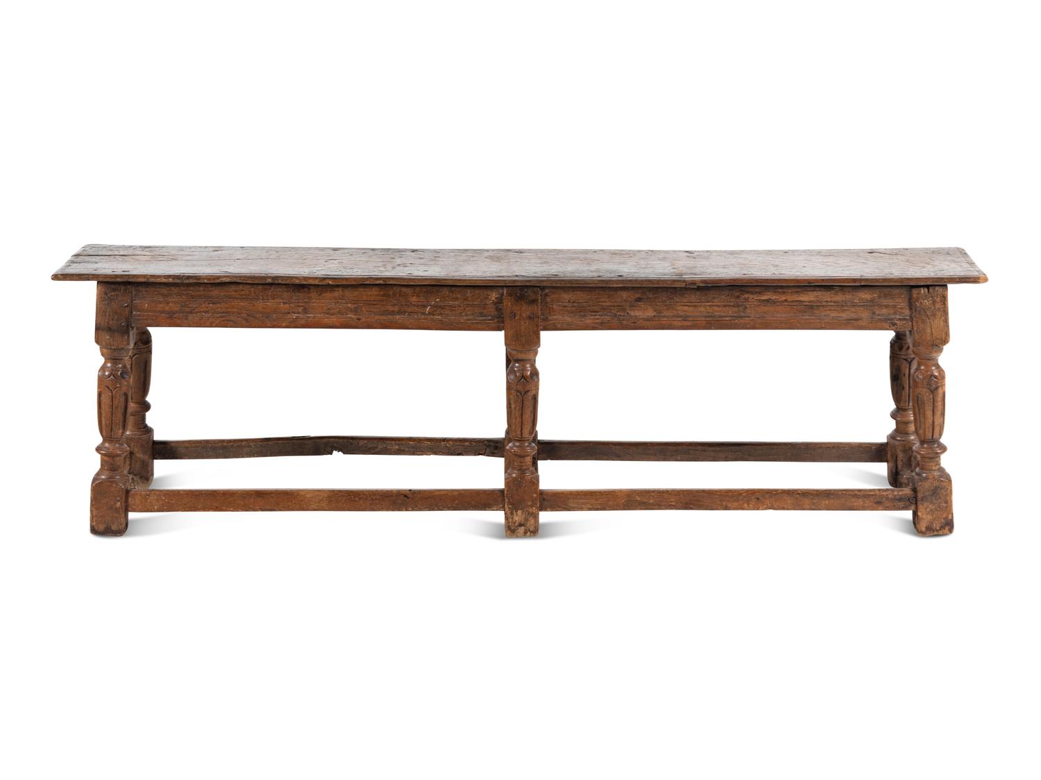 A Charles II Oak Bench