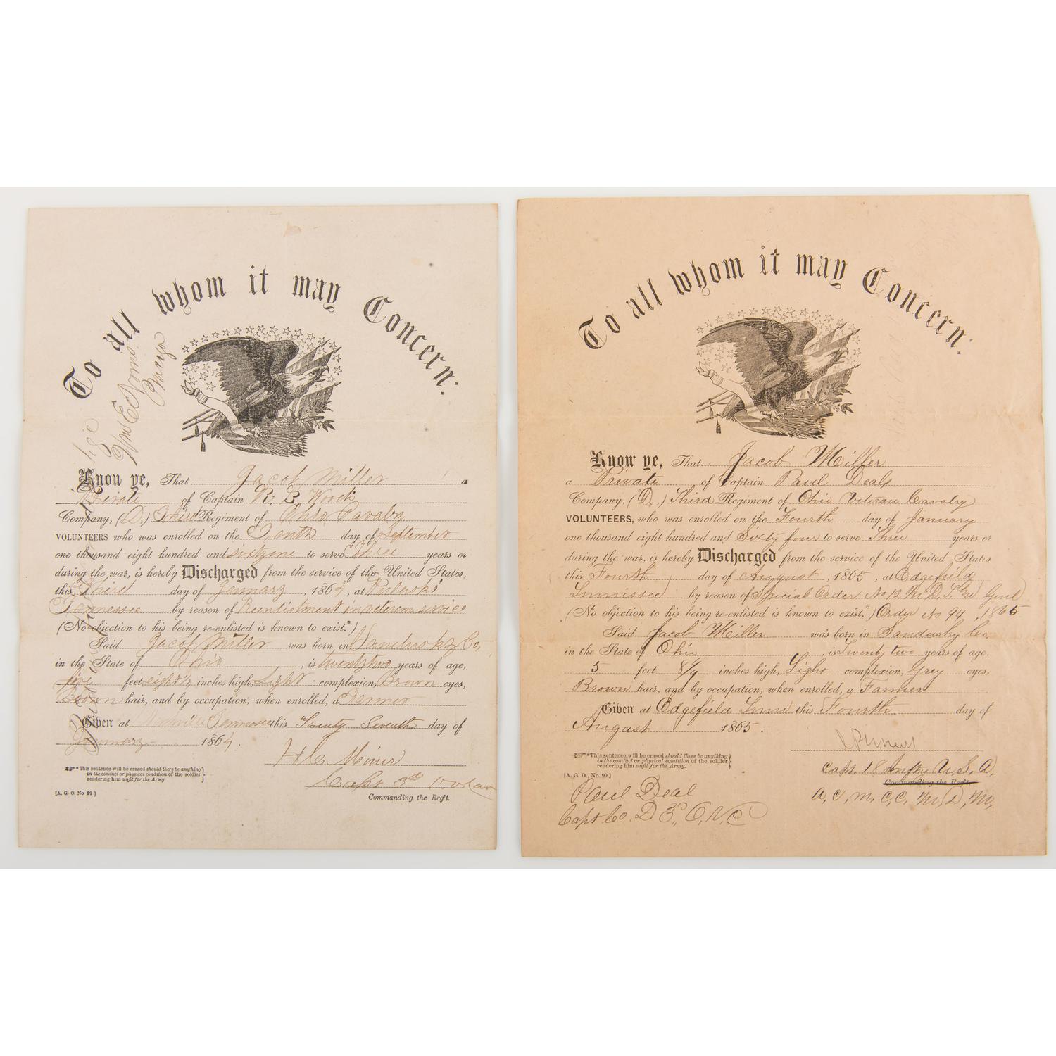 Ohio 3rd Volunteer Cavalry, Large Collection of Tintypes, CDVs, Ribbons, Medals, and More