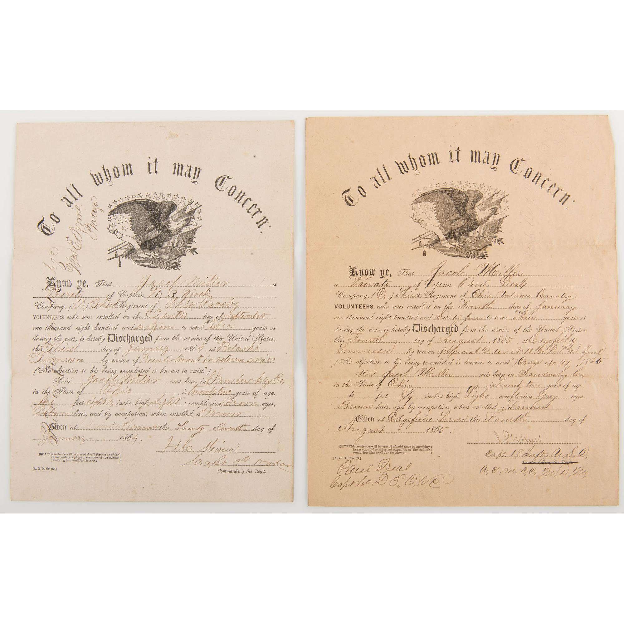 Ohio 3rd Volunteer Cavalry, Large Collection of Tintypes, CDVs, Ribbons, Medals, and More