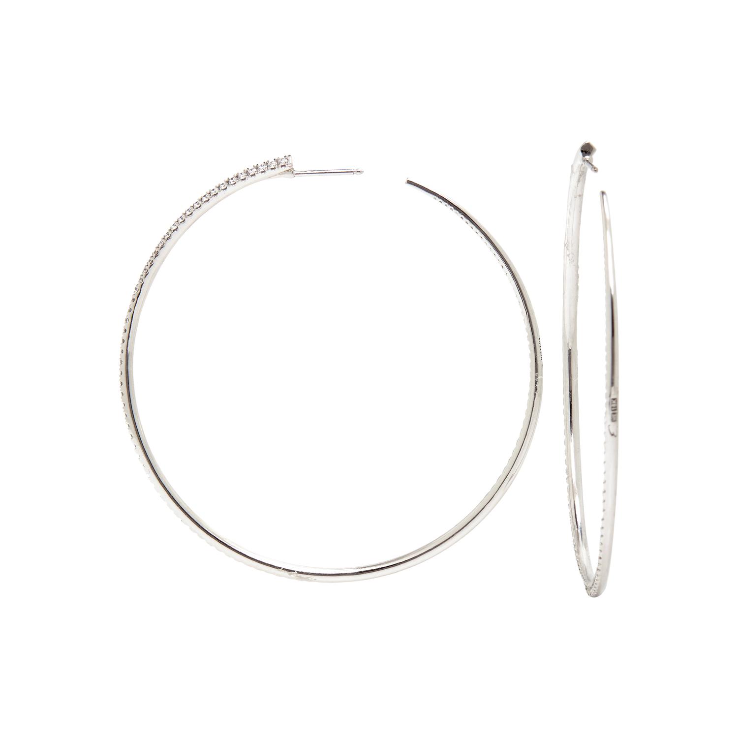 WHITE GOLD AND DIAMOND INSIDE OUT HOOP EARRINGS