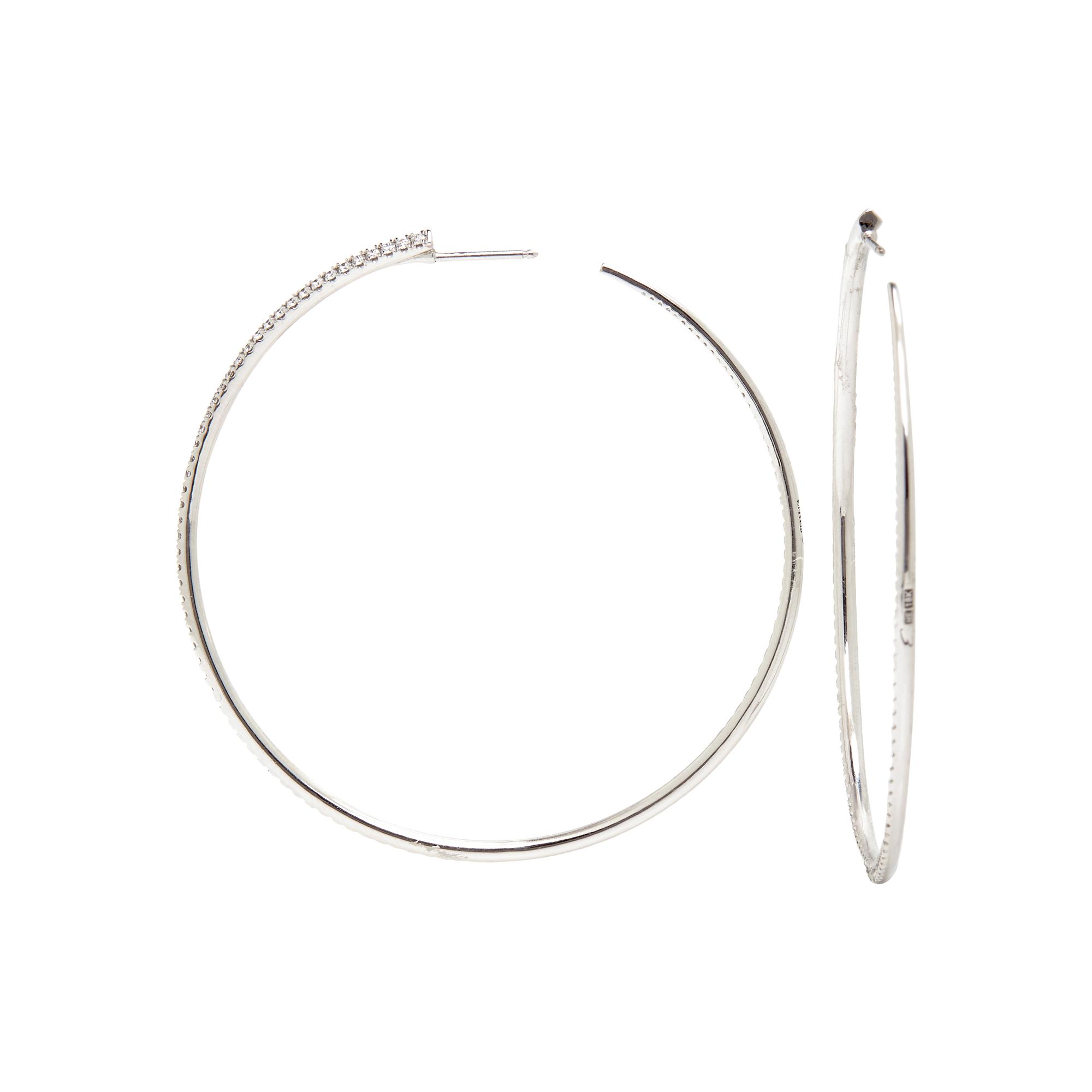 WHITE GOLD AND DIAMOND INSIDE OUT HOOP EARRINGS