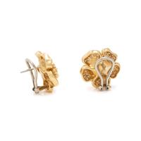 YELLOW GOLD AND DIAMOND FLOWER EARCLIPS