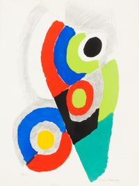 Sonia Delaunay, (French/Ukrainian, 1885-1979), Two Works: Bridges and Movements, (No. 11 and 13 from Les Illuminations series), 1973