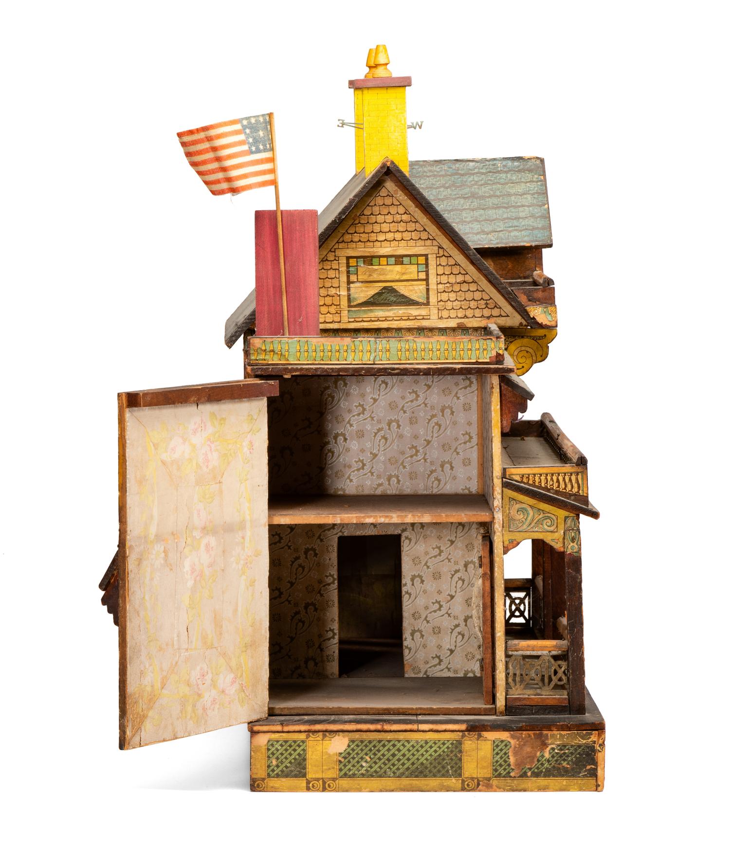A Large R. Bliss Manufacturing Dollhouse with Angel Gabriel Weathervane