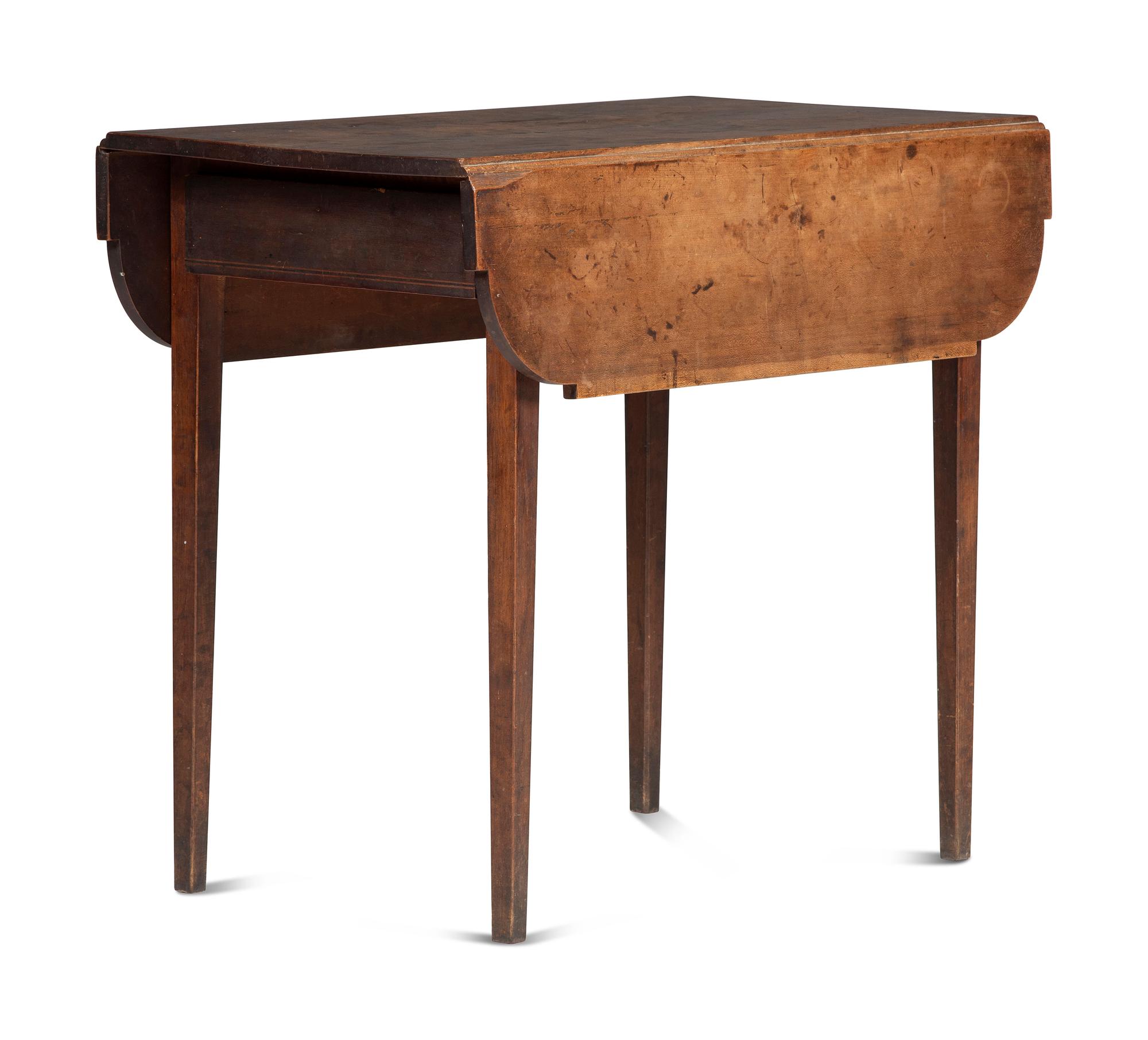 A Federal Inlaid and Carved Cherrywood Drop Leaf Table