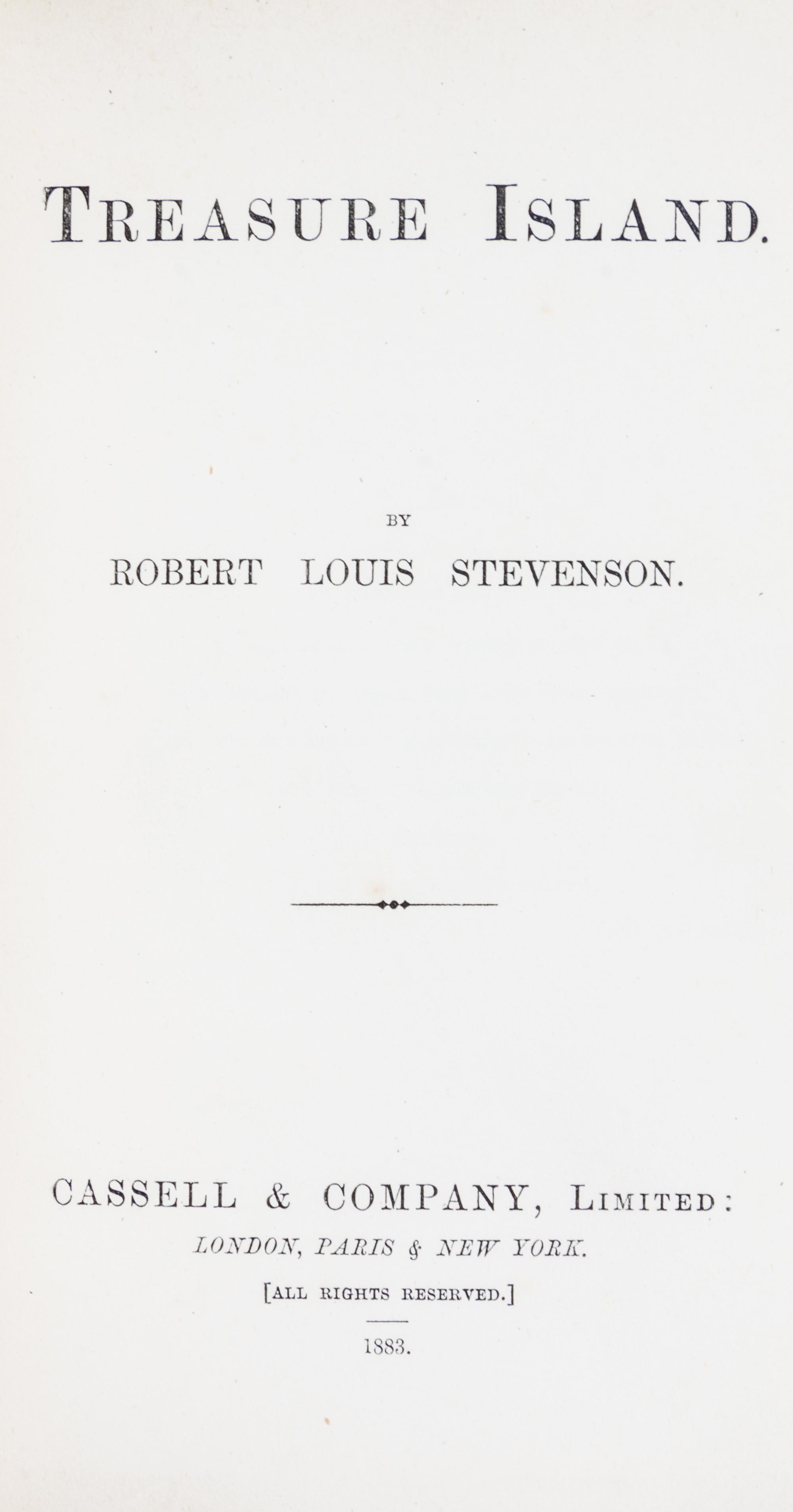 STEVENSON, ROBERT LOUIS. Treasure Island. London, 1883. First edition, first issue.
