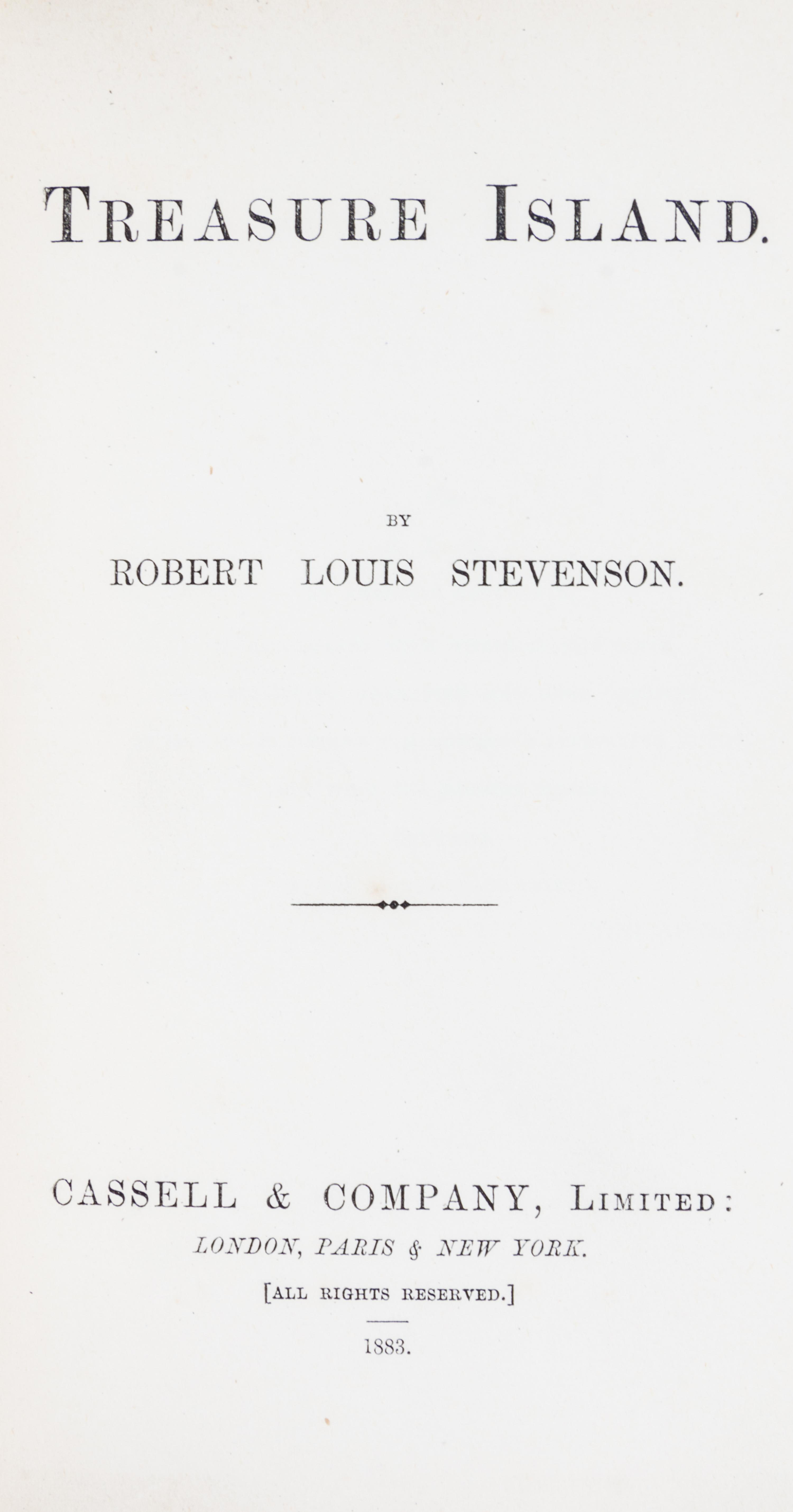 STEVENSON, ROBERT LOUIS. Treasure Island. London, 1883. First edition, first issue.