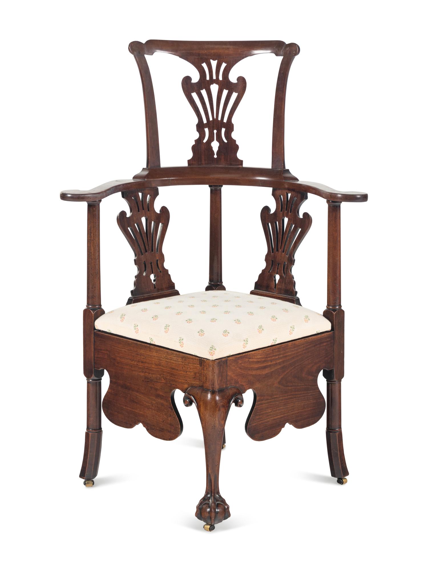A George II Walnut Corner Chair