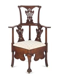 A George II Walnut Corner Chair