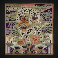Two Korean 'Tigers' Rank Badges, Joseon Dynasty, 19th Century — 朝鮮王朝 武官虎紋補子兩種