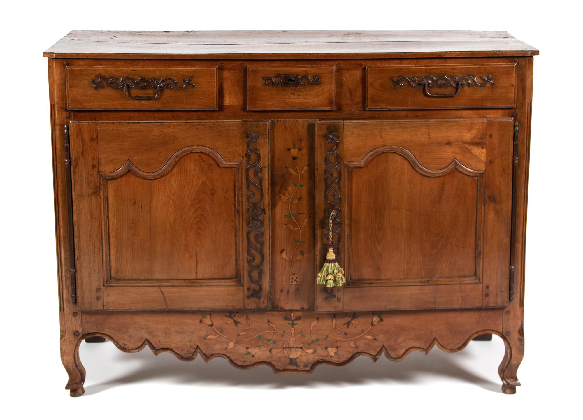 A Louis XV Provincial Inlaid Walnut Buffet