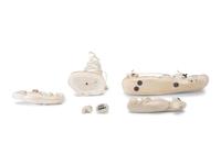 Carved Walrus Ivory Sculptures, with Baleen Inlay