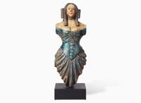A carved and painted trade figure of a lady, likely 20th century