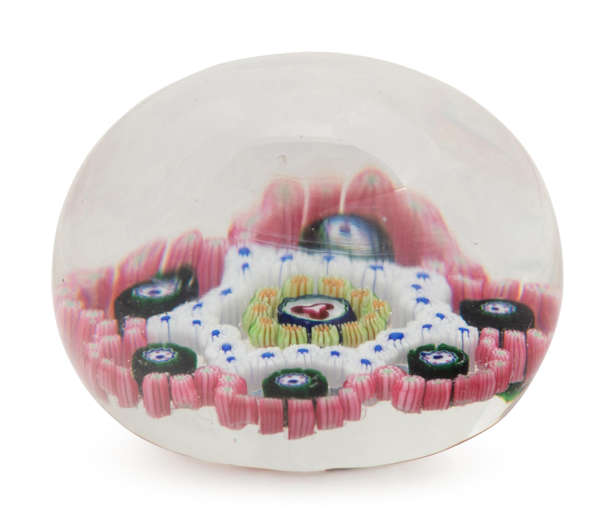 A Baccarat Complex Millefiori Garland Glass Paperweight