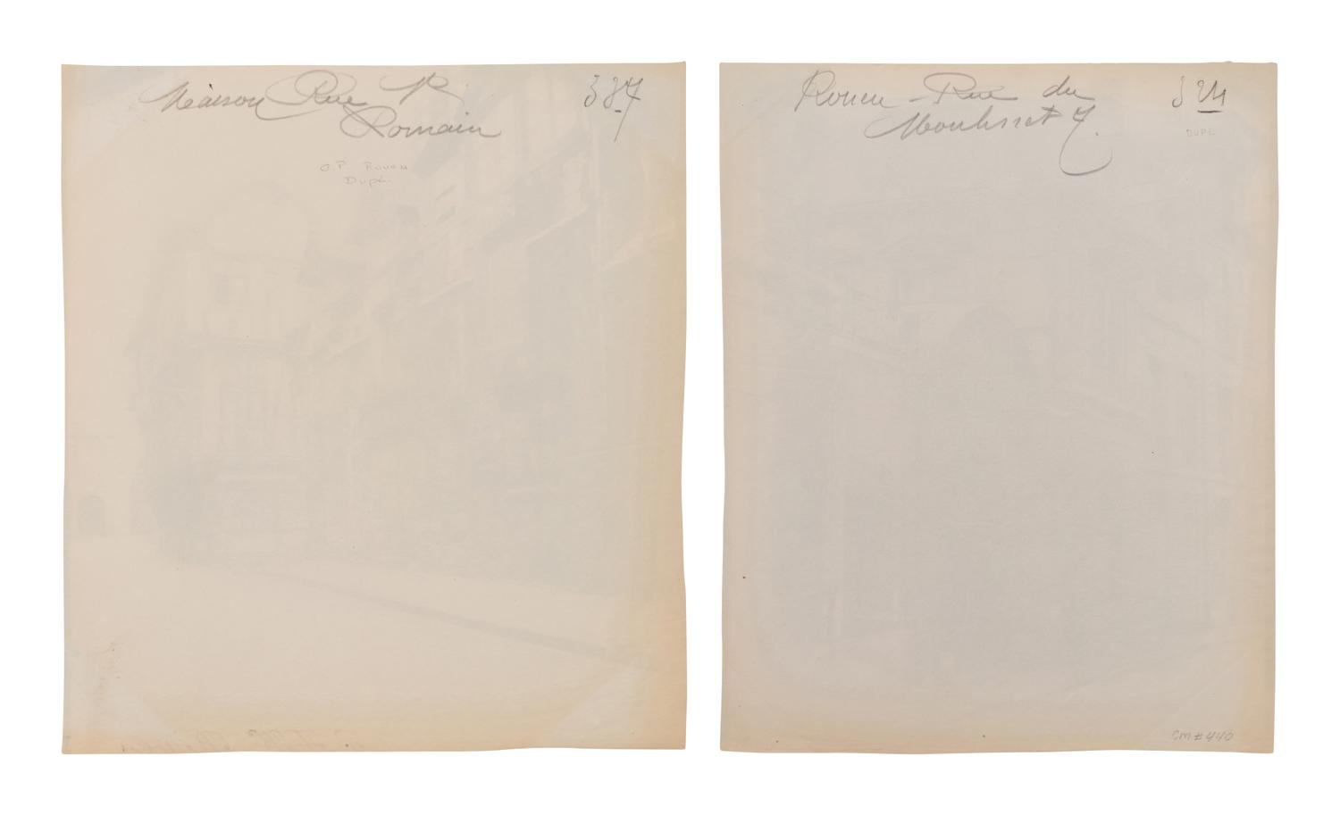 A pair of photographs depicting scenes in Rouen ( Rouen-rue du Moulinet 7 ; Maison, rue Saint-Romain [Rouen] )